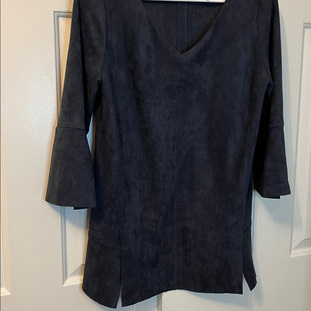 Soft Surroundings Izzy Tunic Blouse Faux Suede 3/4 Bell Sleeve Size S - Picture 4 of 7